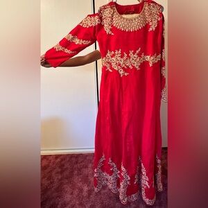 Elegant Red Embroidered Dress